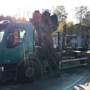 foto 6x4 metal schrott EUR4 abrollkipper+ kran Renault + Epsilon E110